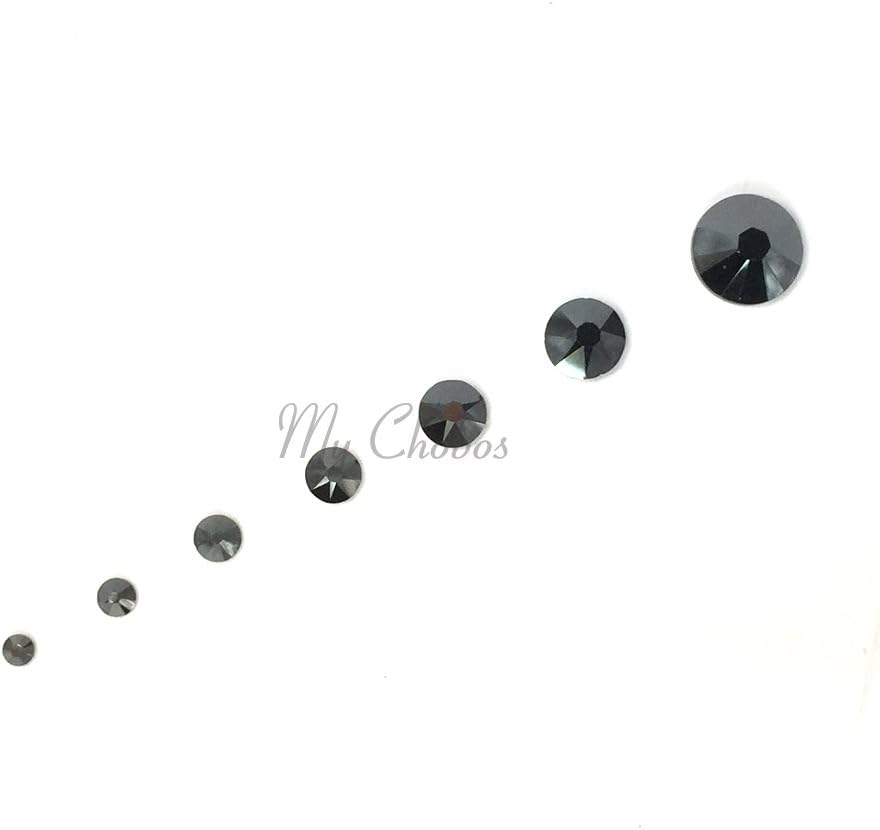 JET HEMATITE (280 HEM) black 144 pcs 2058/2088 SWAROVSKI Crystal Flatbacks rhinestones nail art mixed with Sizes ss5, ss7, ss9, ss12, ss16, ss20, ss30