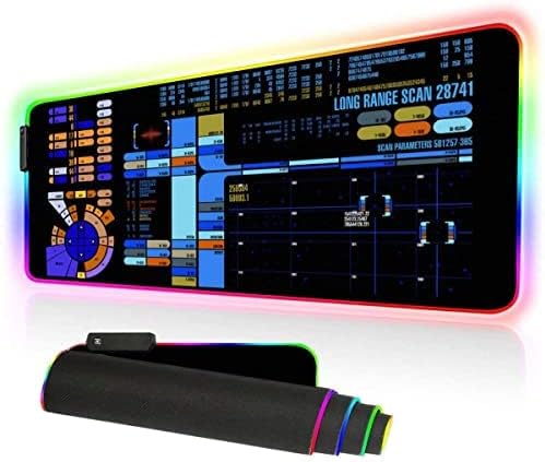 Trekkie Trekker Extra Large Thick Mouse pad for Desk, Sci-fi Control Console Display Led Desk Mat, SciFi Gifts Gamer RGB Mousepad Led, Laptop Pad Game Mat, Gaming Computer Accessories, Room Decor KMH