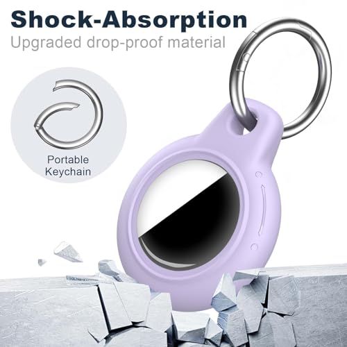 Image of MOLOSLEEVE 1 Pack Waterproof for Apple for AirTag 2nd & 1st Gen Holder, for Air Tag Case with Keychain, PC Hard Shell Swivel Buckle, for Airtag Case Suitable for Tracking, Bags, Luggage, Keys (Purple)