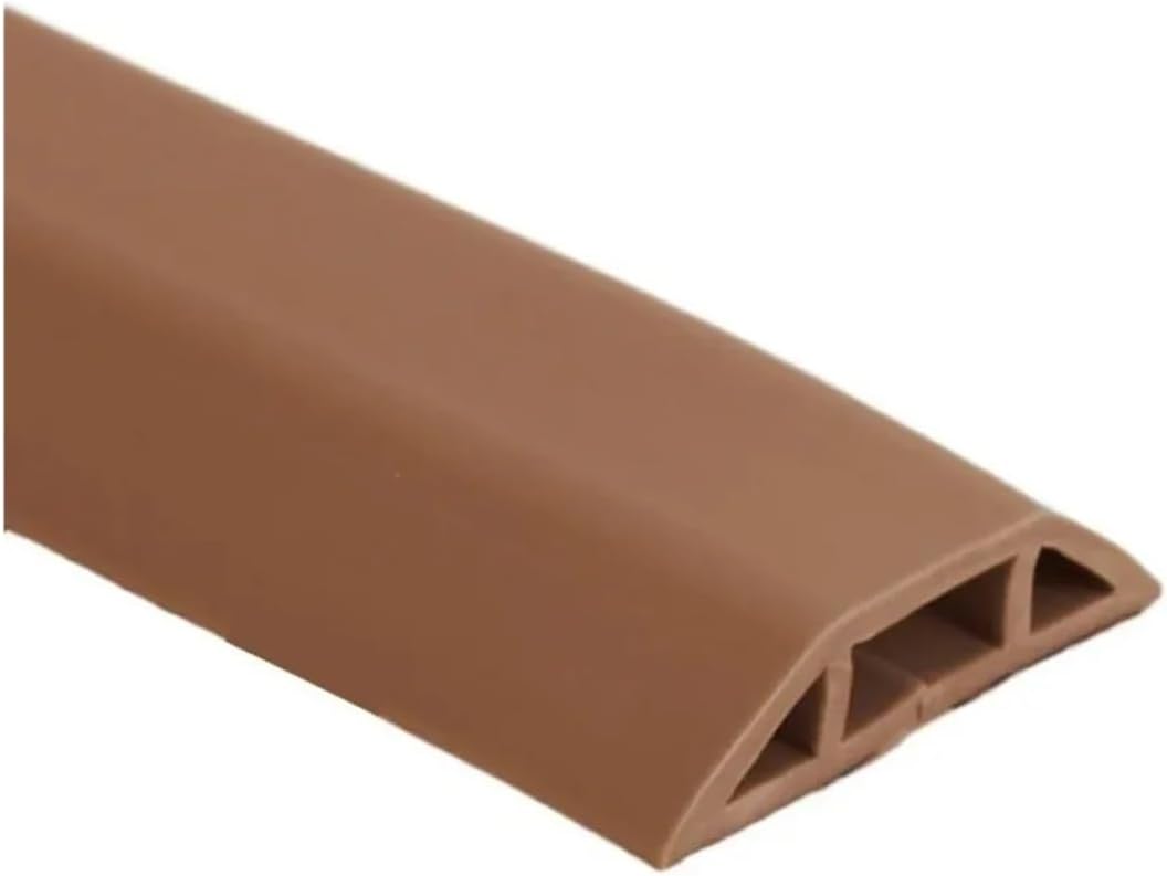 4.0M Floor Cord Cover PVC Cable Protectors Self-Adhesive Cable Protectors Cable Hiding Covers Flexible Wire Duct(Brown)