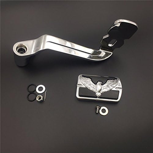 XKH- Motorcycle Chrome Billet Rear Brake Lever Brake Pedal Foot Lever with Eagle Hawk Foot Peg Airflow Compatible with 2014-later Touring Trike Road King Street Glide CVO Tri Glide FLHR [B01JA1ZBJE]