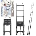JADDUO 16.5FT Telescopic Ladder, Aluminium Black Telescoping Ladder with Non-Slip Feet and Stable Hook, Portable Extension Ladder for Household and Outdoor Working, Heavy Duty 330lbs Max Capacity