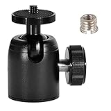 Cabezal de trípode giratorio de 360 ​​grados: cabezal de trípode giratorio de 360 ​​grados con rosca macho de 1/4 de pulgada y orificio roscado hembra de 3/8 de pulgada, se puede ajustar a cualquier ángulo, para flash, todas las cámaras, varios faros y trípodes.