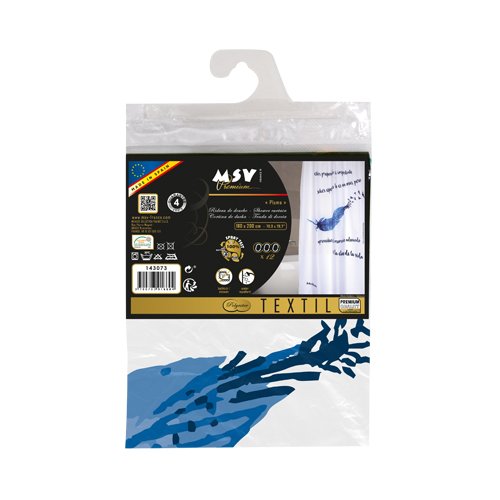 MSV "Premium Pluma Polyester Shower Curtain, Multi-Colour, 180 x 200 cm, W 7.9" x L 11.8" (1 Panels) - Image 3
