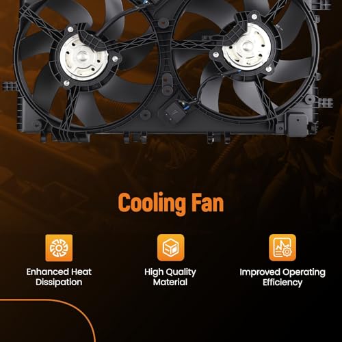 Image of maXpeedingrods Dual Radiator Cooling Fan Assembly for Buick Regal 2011-2012 | for Saab 9-5 2010-2011, 13241733 13241734 622860 w /Shroud
