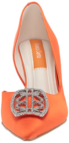 Franco Sarto Womens Tana Pointed Toe D'orsay Mid Heel Pump, Vivid Orange Satin, 9 #TOP1