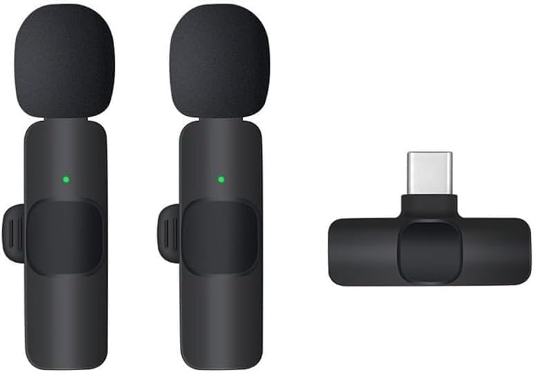Microfono Lavalier Wireless Per Smartphone, Doppio Clip-on Con Riduzione Rumore, Plug-and-play, 20m Di Raggio, Perfetto Per Vlog E Interviste