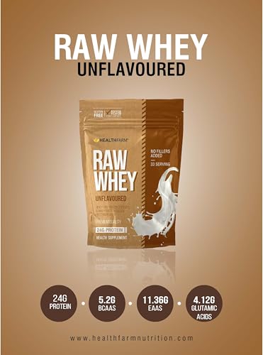 Healthfarm Raw Whey Unflavoured Whey Protein Concentrate + Whey Isolate Protein Powder |1kg|