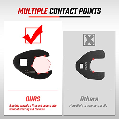 Akm 3/8" Drive Crowfoot Wrench Set, 18-Piece Cr-V Steel Flare Nut Wrench Set Sae 3/8"-7/8" & Metric 10-22Mm With Organizer Box #TOP3