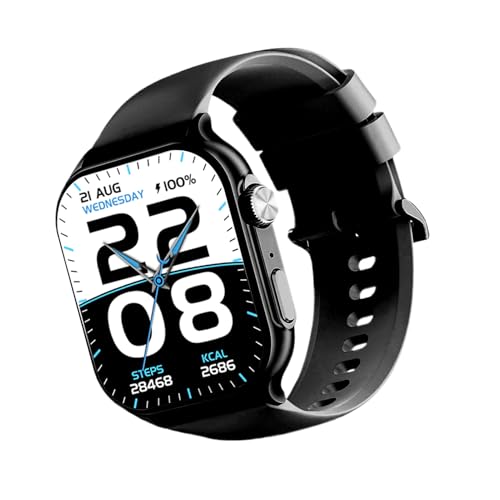 Tosuny Relojes Inteligentes, Rastreador de Ejercicios con Pantalla HD de 1,96 Pulgadas con 50 Modos Deportivos, Llamadas BT 5.4, Batería de 300 MAh para Hombres y Mujeres (Black)