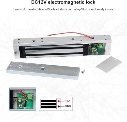 Elektrisches Magnetschloss, Gleichstrom, 12 V, 280 kg, Haltekraft, inkl. ZL-Halterung, für Heim-Sicherheitssystem, geeignet für Holz/Metall/Glastür