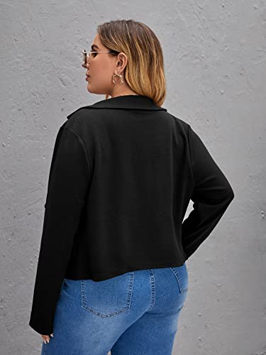 Shein Women's Elegant Plus Lapel Neck Open Front Blazer Coat Long Sleeve Solid Jacket Outerwear Black 3X-Large Plus #TOP1