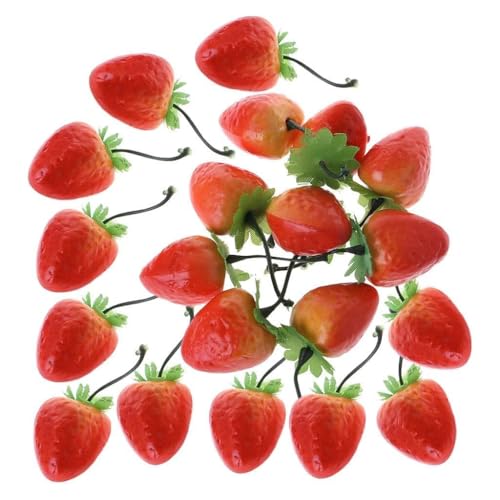 WWHJR 20 piezas de fresas artificiales de simulación de frutas falsas para decoración del hogar y fiestas
