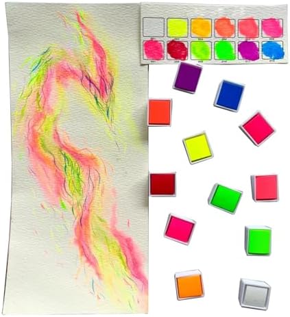 12 Colors Watercolor Paints Set Fluorescent Color Artist Art Set for Painting on Fabric Paper Nail Art Starry Watercolor Paint — view 6