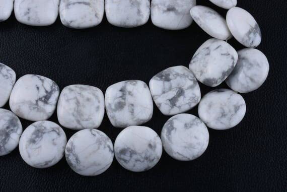 Perle howlite naturelle 14mm coussin monnaie pour création de bijoux DIY