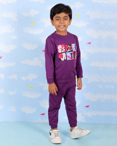 Image of The Mom Store Kids Sweatshirt With Joggers Set| Cotton With French Terry | Cute Prints | Warm | For Boys & Girls | Trendy Winter Sets For Kids | Hoodie And Sweatpant Set