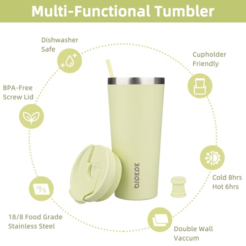 Image of BJPKPK 22 oz Coffee Tumbler with Straw, Insulated Stainless Steel Cup