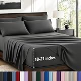 CozyLux 6-Piece King Size Sheet Set, Fits 18-21 Inch Mattresses, Oeko-TEX