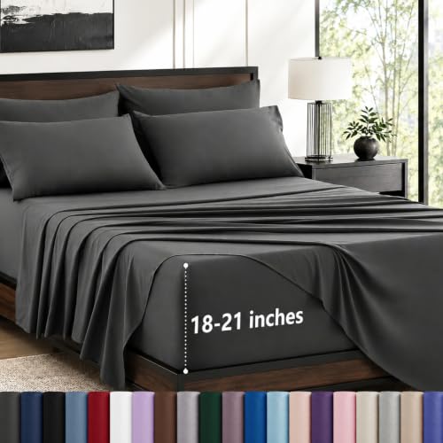 Image of CozyLux 4-Piece Twin Sheets Set, Fits 18-21 Inch Mattresses, Oeko-TEX