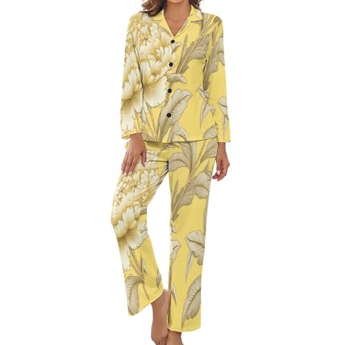 Pyjama femme pivoine de luxe chinoise en tissu aérien et extra doux