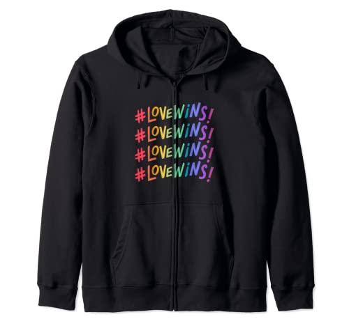 LGBTQ Gay Pride Rainbow Quote Love Wins Sudadera con Capucha
