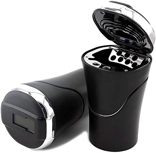 Big Ant Cendrier Voiture, Cendrier de Voiture Allume Détachable, Cendrier de Voiture avec Indicateur de Voyant à DEL Bleue pour Voiture, Maison, Bureau et Voyage (Noir - Énergie Solaire)