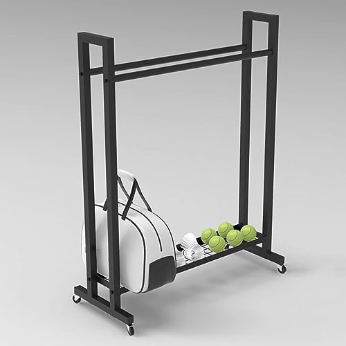 Support de rangement pour raquettes de badminton vertical noir à roulettes