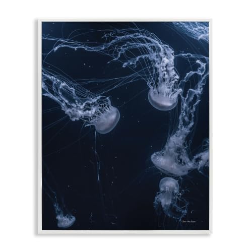 Chilling Jellyfish Deep Ocean Scene, 11 x 14 Inch Framed Giclée Print