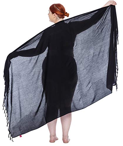 SHU-SHI Plus Size Sarong Wraps For Women Swimsuit Long Pareo Coverup Beach Wrap Skirt With Coconut Clip3