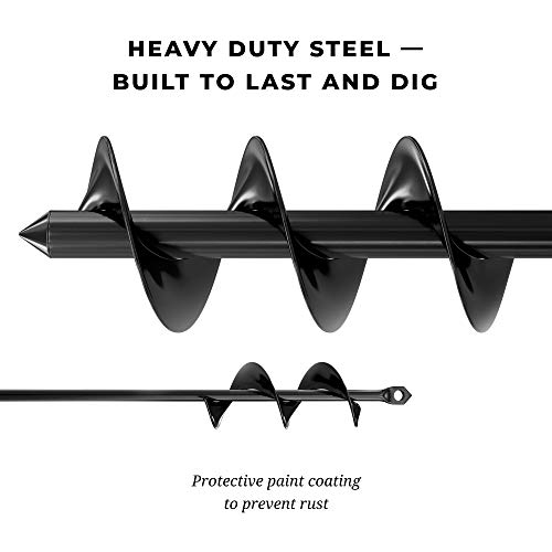 K-Brands Auger Drill Bit For Planting – 1.6 X 16 Inch & 3.5 X 16 Inch Set - Garden Spiral Hole Drill And Bulb Planter Tool - Bedding Plants, Umbrella Holes - 3/8 Inch Hex Drive Drill #TOP3