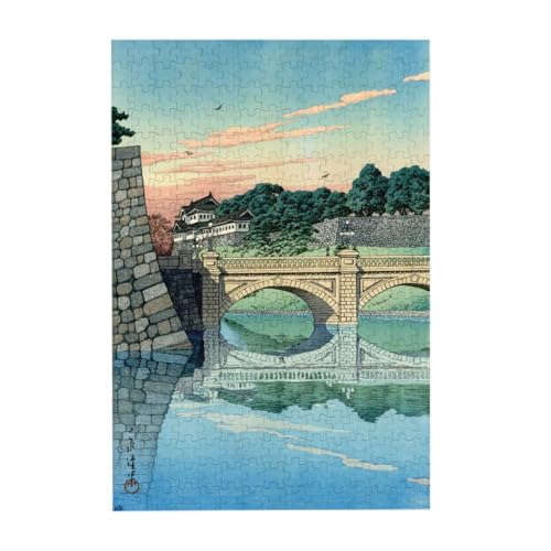 川瀬巴水 二重橋の朝 パズル 300ピース 木製 ジグソーパズル リラックス 気分転換 壁飾り 絵画 お誕生日プレゼント ギフト 初心者向け 38*26cm