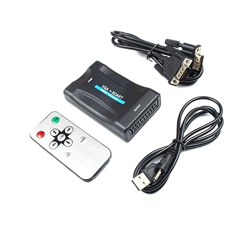 KONTONTY Adaptateur Convertisseur Vga vers Scart Prise Charge Ntsc Pal et Pratique pour Visionnage sur Téléviseur et Jeux Famille
