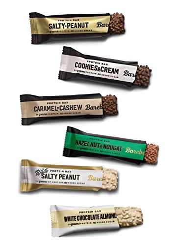 Barebells Gemengde proteïnerepen 55g x 12 (6 soorten mix), salty peanut, koekjes & crème, karamel cashew, hazelnoot & nougat, witte chocolade amandel - Image 3