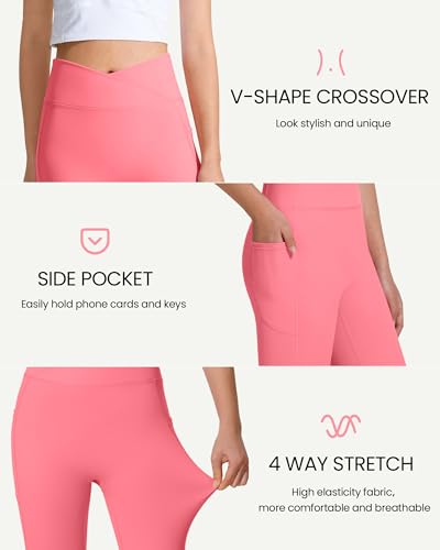 Image of JOCMIC Girls Athletic Leggings High Waist for Kids Yoga Dance Gym Pants with Pocket