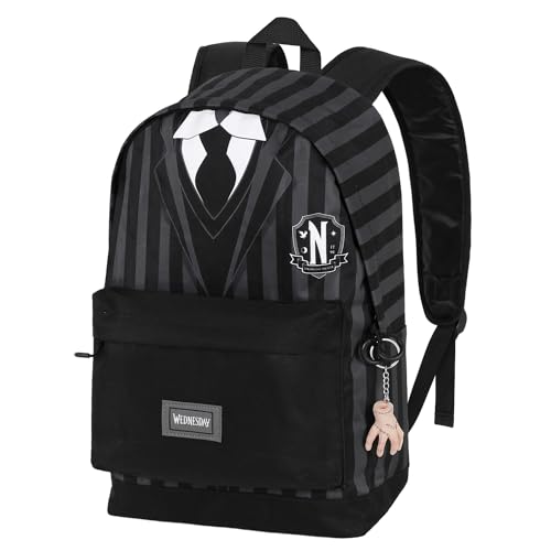 Wednesday Miércoles Uniform-Mochila HS FAN 2.0, Negro, 30 x 41 cm, Capacidad 22 L