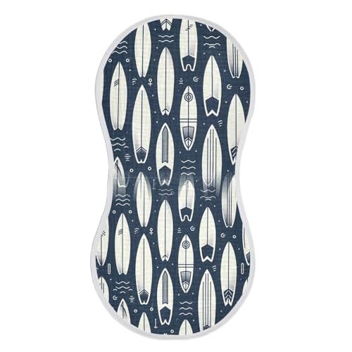 Muslin Baby Burp Cloths Set of 1, Soft Absorbent Surfboards Cotton Burping Cloth, Milk Spit Up Rags for Newborn Unisex, 22 x 11 Inch