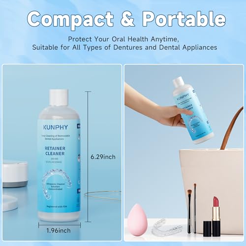 Image of 2 Pack Ultrasonic Retainer Cleaner Solution for Sonic Denture Cleaner-Professional Cleaning of Retainers, Invisible Aligners, Mouth Guards, Night Guards, Remove Odors, Discoloration & Stains 8.5oz