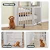 Semiocthome Bamboo Freestanding Dog Gates for Doorways, 2-Panel Indoor Puppy Gates for The House with 2 Metal Stands, 60cm(H) Folding Pet Gate for Stairs Expands Up to 94cm(W) White #4