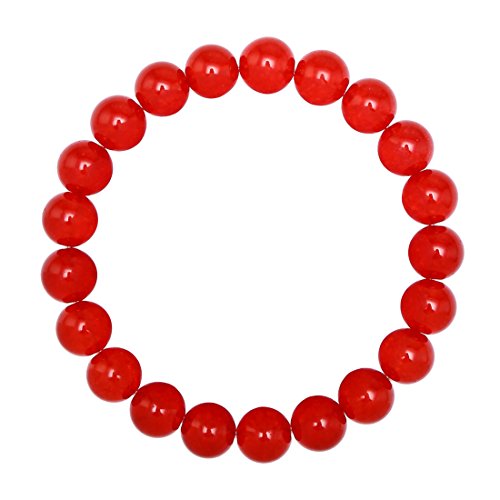 JM Design Pulsera de piedras preciosas, lisa, redonda, tamaño: 8 mm, 10 mm de longitud. 10mm