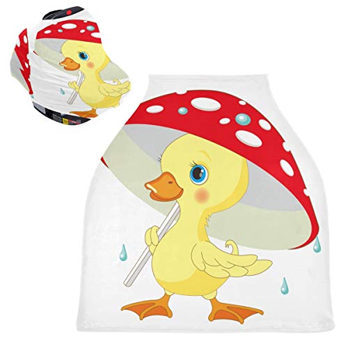 赤黄色のかわいいアヒルベビーカーシートカバーキャノピー伸縮性看護カバー幼児用母乳の男の子の女の子のための通気性防風冬のスカーフ