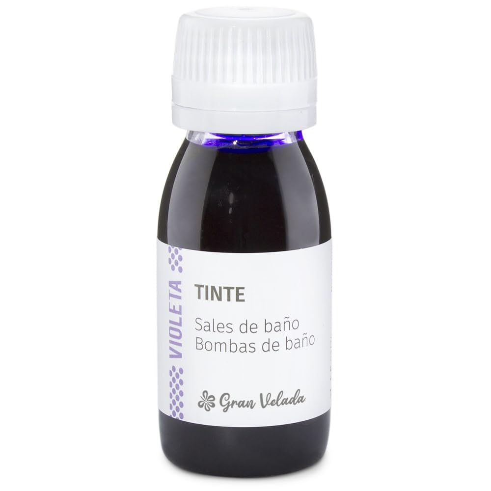 Tinte Violeta para Sales y Bombas de Baño en uno | Colorante Líquido Vivo y Equilibrado para Aromatizar | Frascos Variados con Tapón Gotero | Producto Profesional