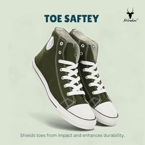 Image of Hirolas Men's Vulcanized Canvas Rubber Toe High Ankle Skateboard Sneakers Shoes.