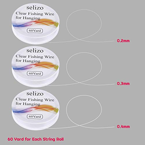 selizo Angelschnur, 3 Rollen Tranparente Monofile Angelschnüre Schmuckschnur Unsichtbare Nylonschnur mit 0,2mm 0,3mm 0… – Bild 4