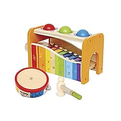 Hape Pound, Tap, & Shake! Music Set – Award Winning Wooden Pounding Bench, Baby Xylophone, and Tap Along Tambourine…