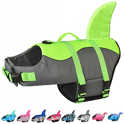 Dogcheer Dog Life Jacket Shark, Adjustable Dog Swim Life Vest for Swimming Boating with Superior Buoyancy & Rescue Handle, Ripstop Pet Float Vest Coat for Small Medium Large Dogs - Blue, XS