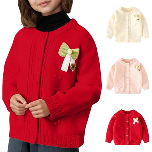Toddler Baby Girls Cardigan Sweater Long Sleeve Button Closure Knit Sweaters Kids 3D Bowknot Outwear Coat Fall Winter Clothes3