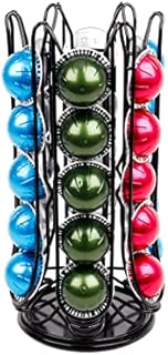 Coffee Pod Holder for Nespresso Vertuo Compatible with Vertuoline Pods Rotating Organizer Coffee Pods Storage 30 Plus PCS (Black Metal)