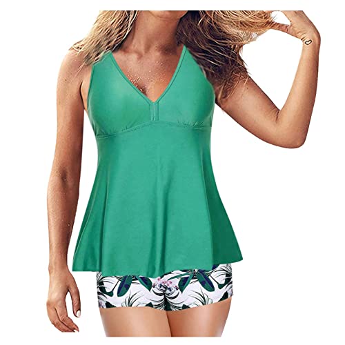 KBOPLEMQ Badeanzug Damen Gestreifte Bademode Wende-Slip Zweiteiliger Badeanzug Badeanzug Einteiler Große Größen Zweiteiliger Badeanzug Trägern Hinten Cover