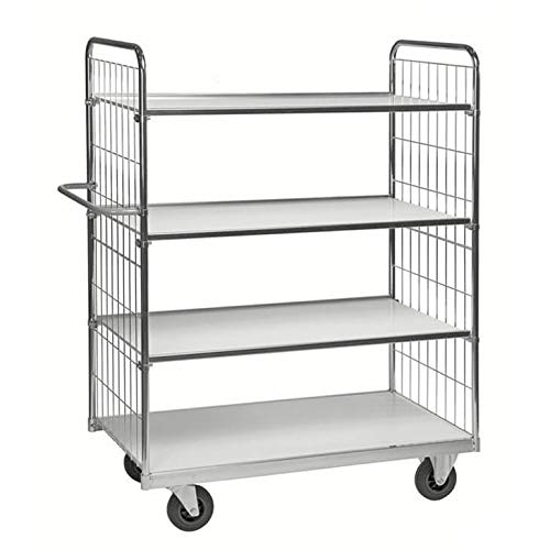 Kommissionierwagen 300 kg, mit 4 Böden, LxBxH 1.790 x 650 x 1.695 mm, verzinkt