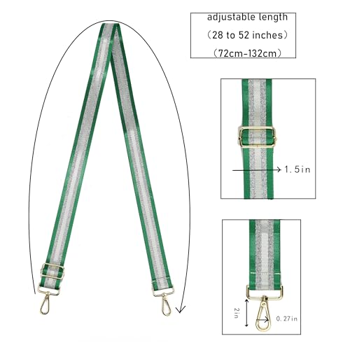 Image of LVYOUME Purse Strap Silver Hardware Wide Bag Straps Replacement Crossbody Adjustable Shoulder Strap for Purses